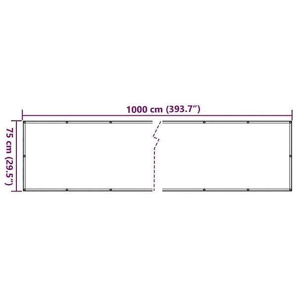 balkona aizslietnis, PVC, 1000x75 cm, balts