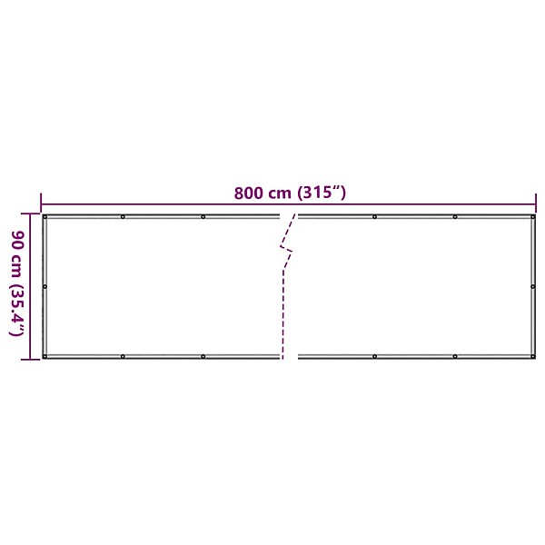 balkona aizslietnis, PVC, 800x90 cm, balts