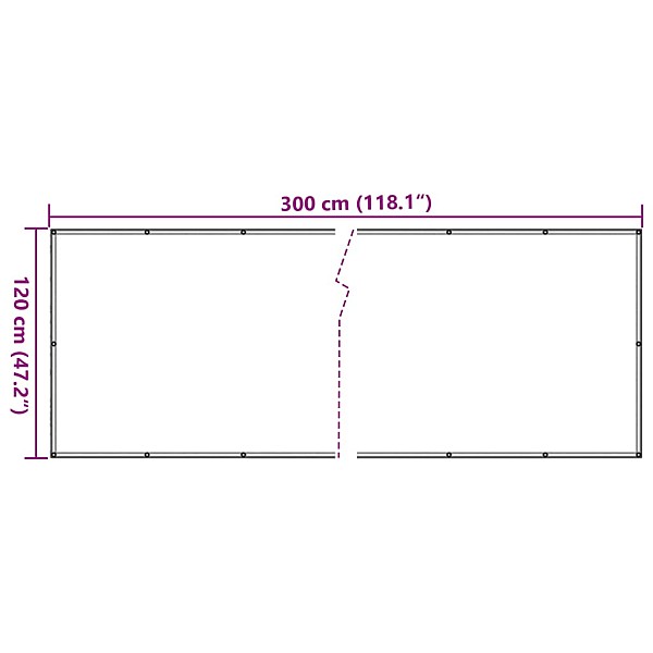 balkona aizslietnis, PVC, 300x120 cm, balts