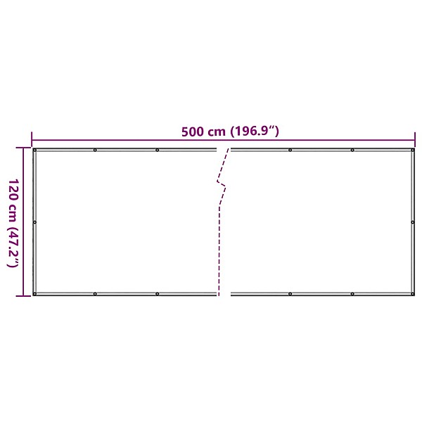 balkona aizslietnis, PVC, 500x120 cm, balts