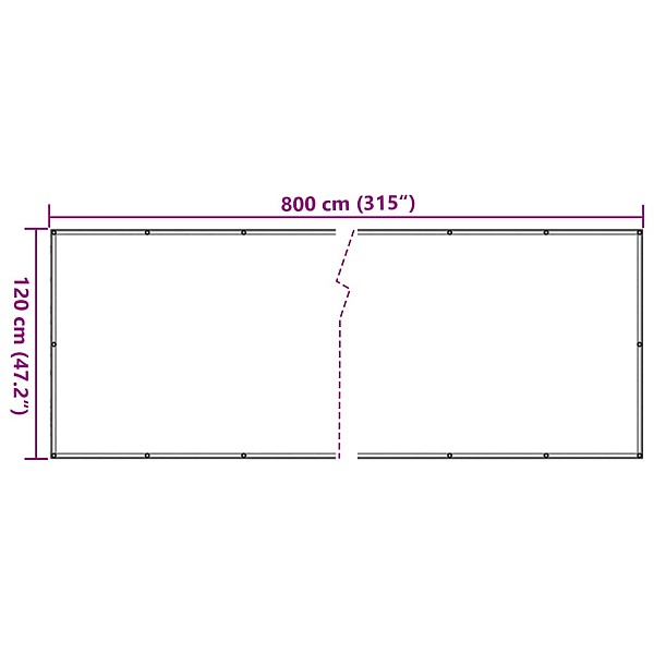 balkona aizslietnis, PVC, 800x120 cm, balts