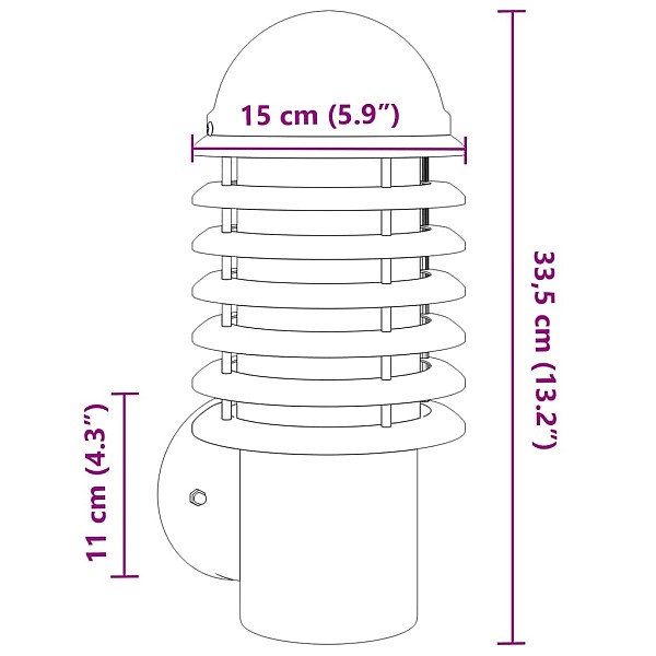 āra sienas lampa, sudrabaina, nerūsējošs tērauds