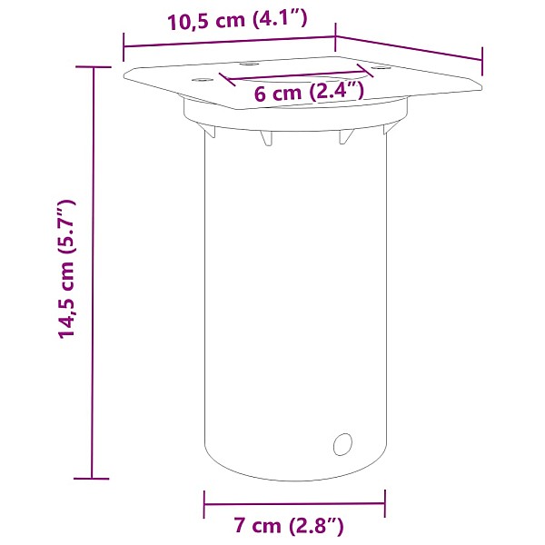 āra zemes lampa kvadrātveida melna 10,5x10,5cm liets alumīnijs