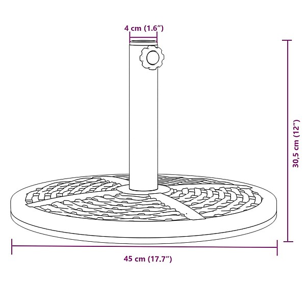 saulessarga pamatne ar riteņiem, Ø38 / 48 mm kātiem, 12 kg