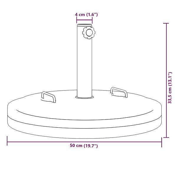 saulessarga pamatne ar rokturiem, Ø38 / 48 mm kātiem, 25 kg