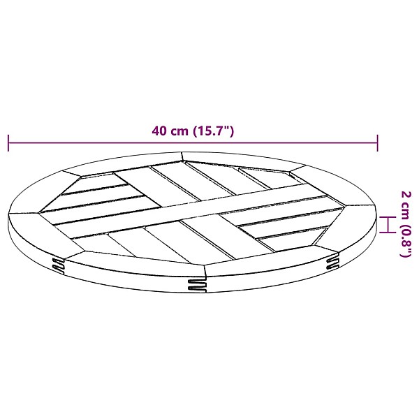 galda virsma, Ø40x2 cm, apaļa, akācijas masīvkoks