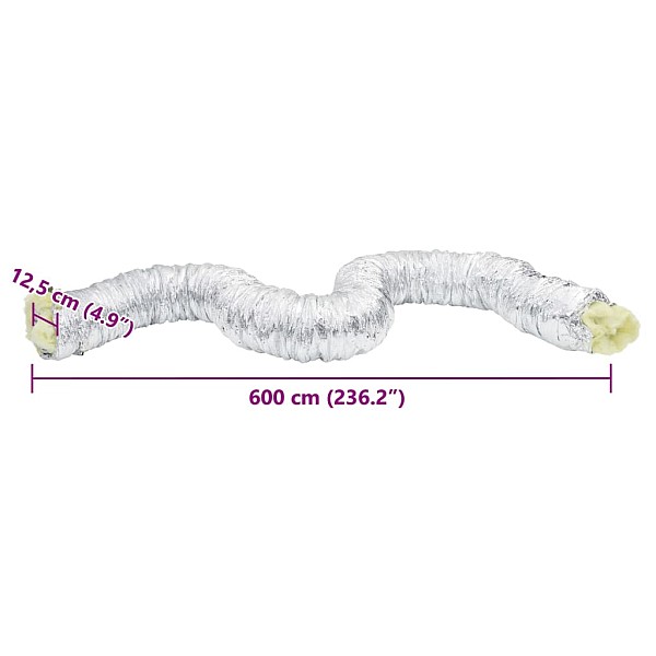 ventilācijas kanāls, izolēts alumīnijs, 6 m, Ø12,5 cm