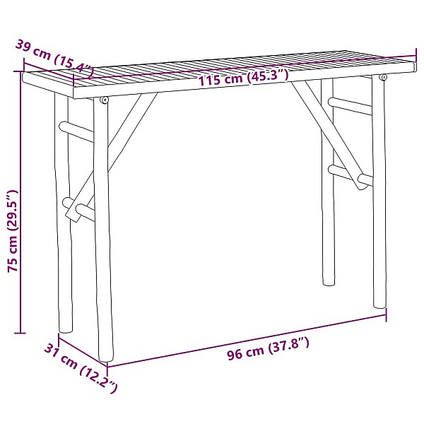 konsoles galdiņš, 115x39x75 cm, bambuss