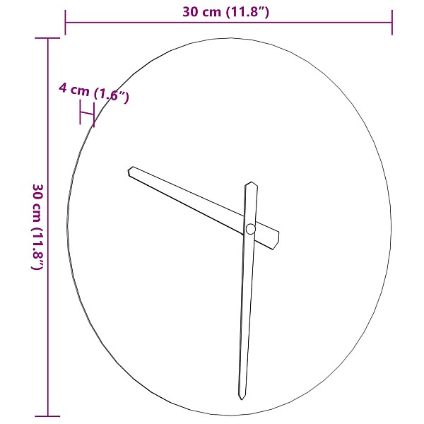 sienas pulkstenis ar izgaismotām atzīmēm un rādītājiem, Ø30 cm