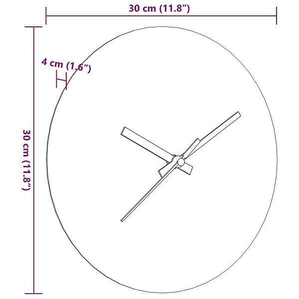 sienas pulkstenis ar izgaismotām atzīmēm un rādītājiem, Ø30 cm