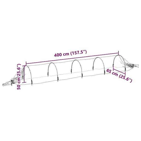 tīkla tunelis, 1,5x5 m, stiklašķiedra un PP