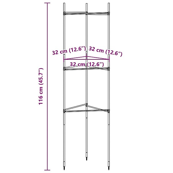 tomātu būri, 2 gab., 116 cm, tērauds un PP