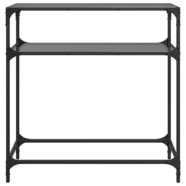 konsoles galds ar melnu stikla virsmu, 80x35x81 cm, tērauds