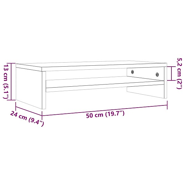monitora paliktnis, vaska brūnas, 50x24x13 cm, priedes koks