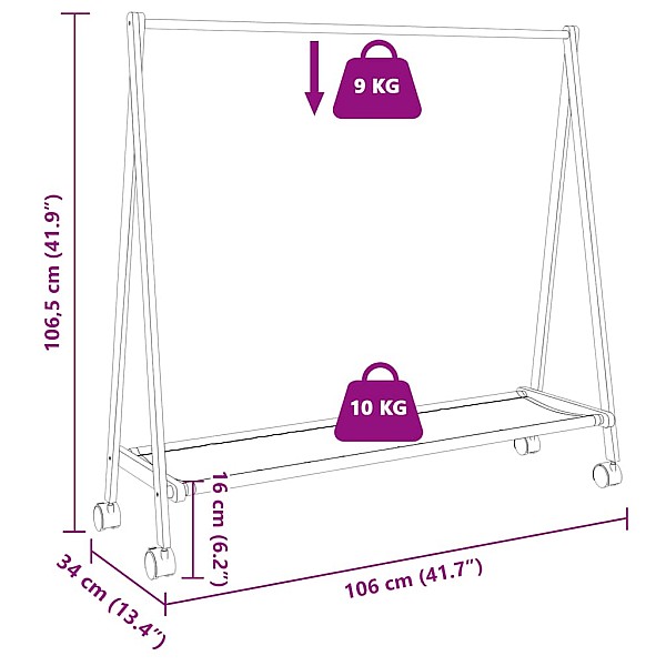 drēbju statīvs ar plauktiem un riteņiem 106x34x106,5 cm bambusa