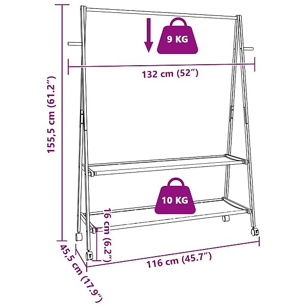 drēbju statīvs ar plauktiem&riteņiem 132x45,5x155,5 cm bambuss