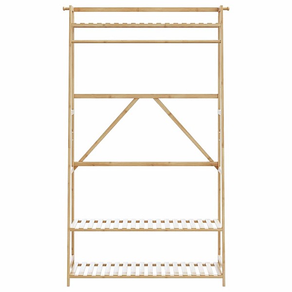 drēbju statīvs ar plauktiem 110x40x180 cm bambusa