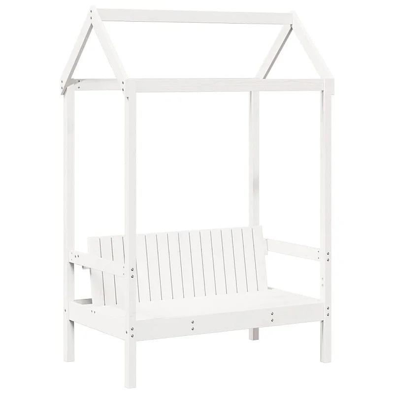 Suoliukas su stogu, baltas, 117,5x70x176,5cm, pušies masyvas Suoliukas su stogu, baltas, 117,5x70x176,5cm, pušies masyvas