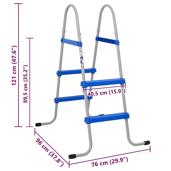 baseina kāpnes virszemes baseiniem, 84 cm, tērauds un plastmasa