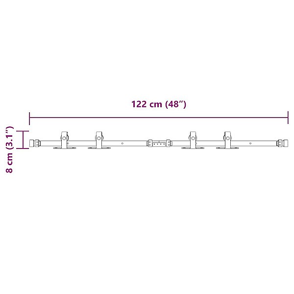 bīdāmo skapju durvju komplekts 122 cm oglekļa tērauds