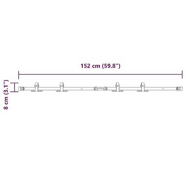 bīdāmo skapju durvju komplekts 152 cm oglekļa tērauds