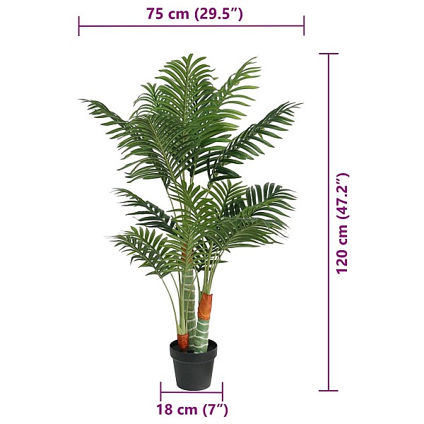 mākslīgā palma ar 3 stumbriem, 120 cm, zaļa, PP