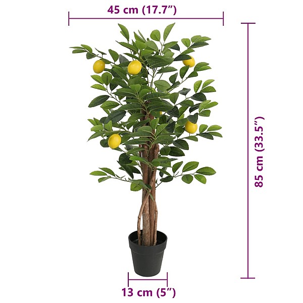 mākslīgais citronkoks ar 3 stumbriem, 85 cm, zaļš, PP