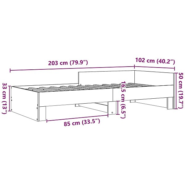 gultas rāmis, pelēka ozolkoka, 100x200 cm, inženierijas koks