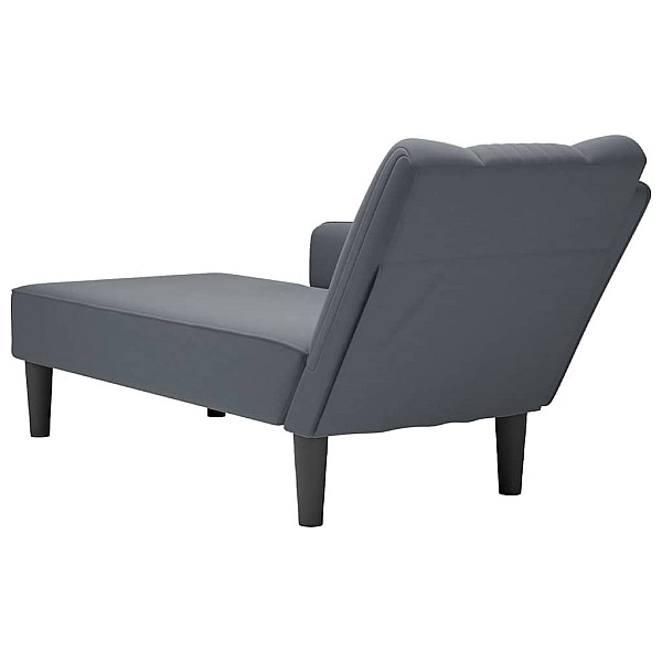 Chaise Lounge ar labo roku balstu tumši pelēka samta