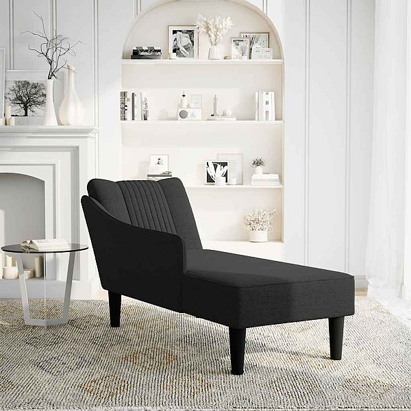 Chaise Lounge ar labo roku balstu melnu audumu