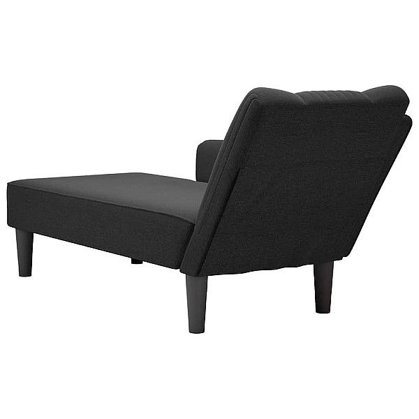 Chaise Lounge ar labo roku balstu melnu audumu