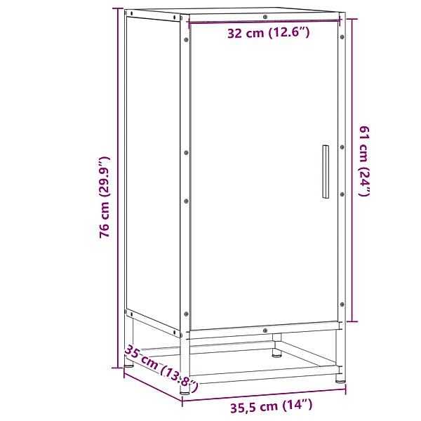 kumode ozolkoka krāsa 35,5x35x76 cm inženierijas koks metāls