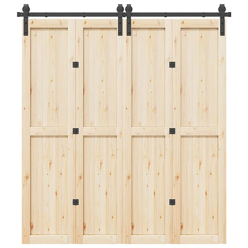 Stumdomų durų įrangos rinkinys, juodos sp., 200cm, plienas