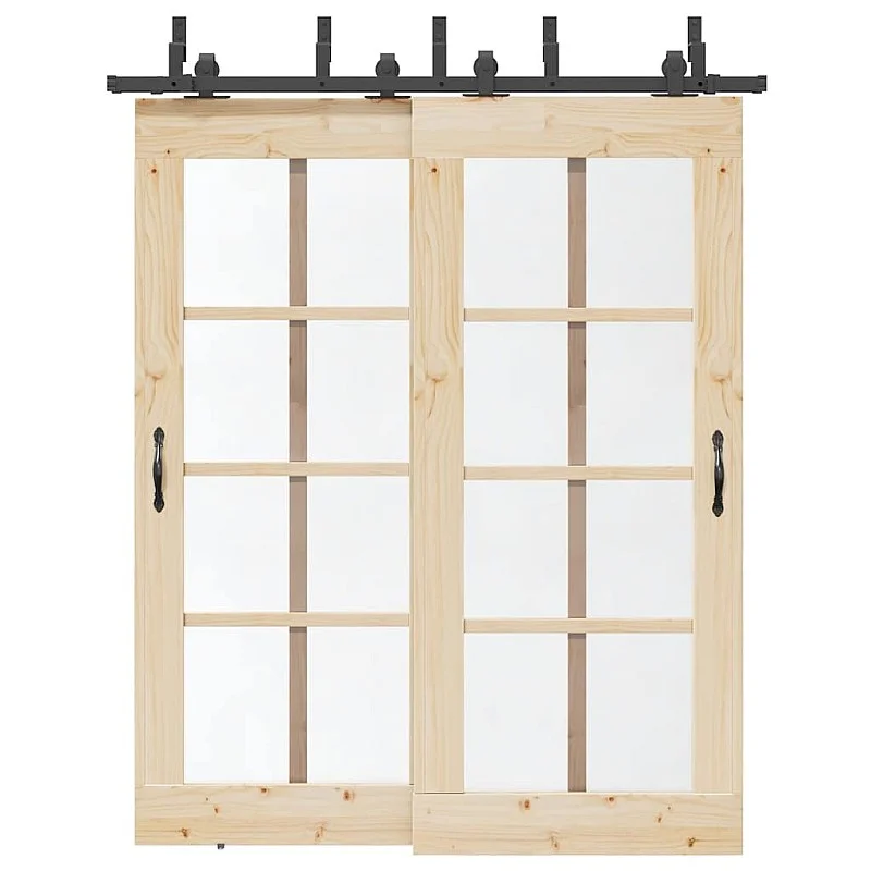 Stumdomų durų įrangos rinkinys, juodos spalvos, 183 cm, plienas