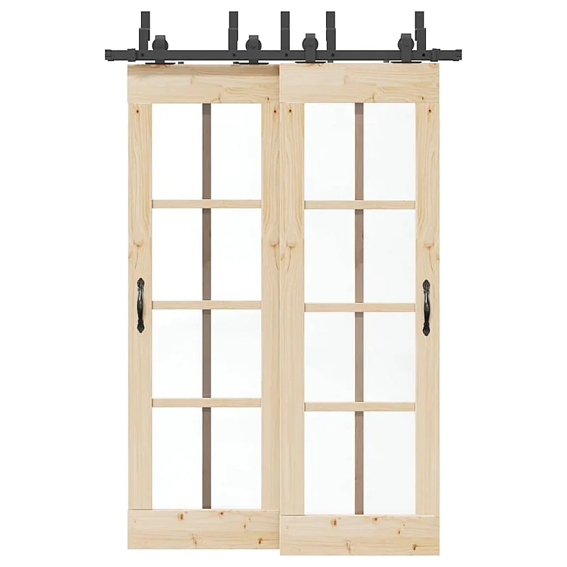 Stumdomų durų įrangos rinkinys, juodos sp., 152,5cm, plienas