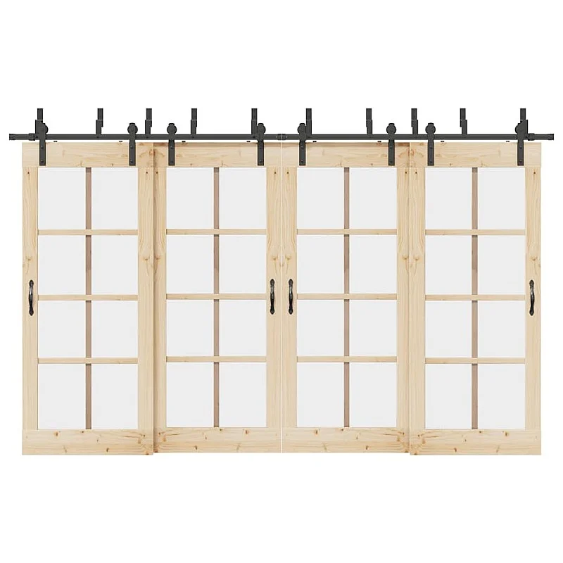 Stumdomų durų įrangos rinkinys, juodos sp., 366 cm, plienas