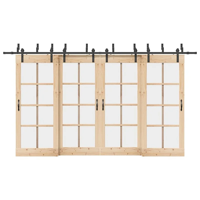 Stumdomų durų įrangos rinkinys, juodos sp., 400 cm, plienas