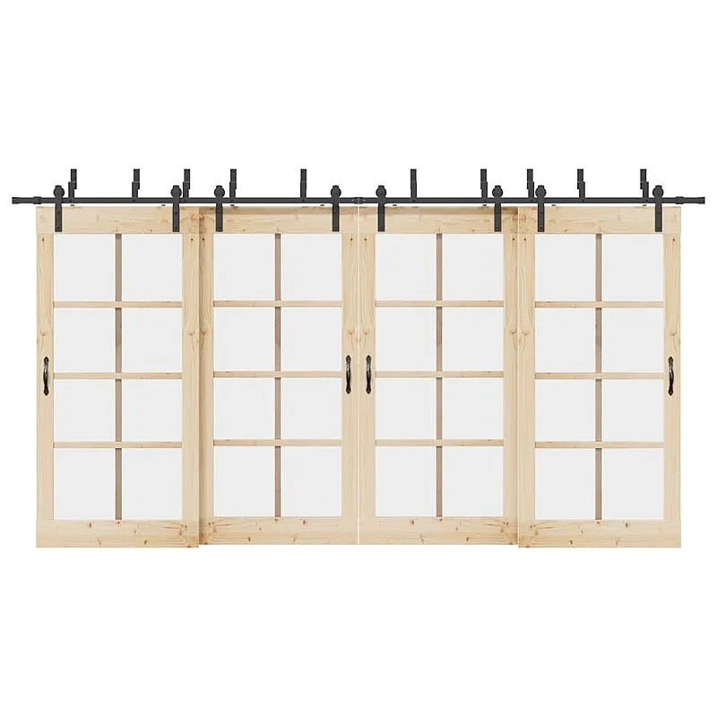 Stumdomų durų įrangos rinkinys, juodos sp., 427 cm, plienas