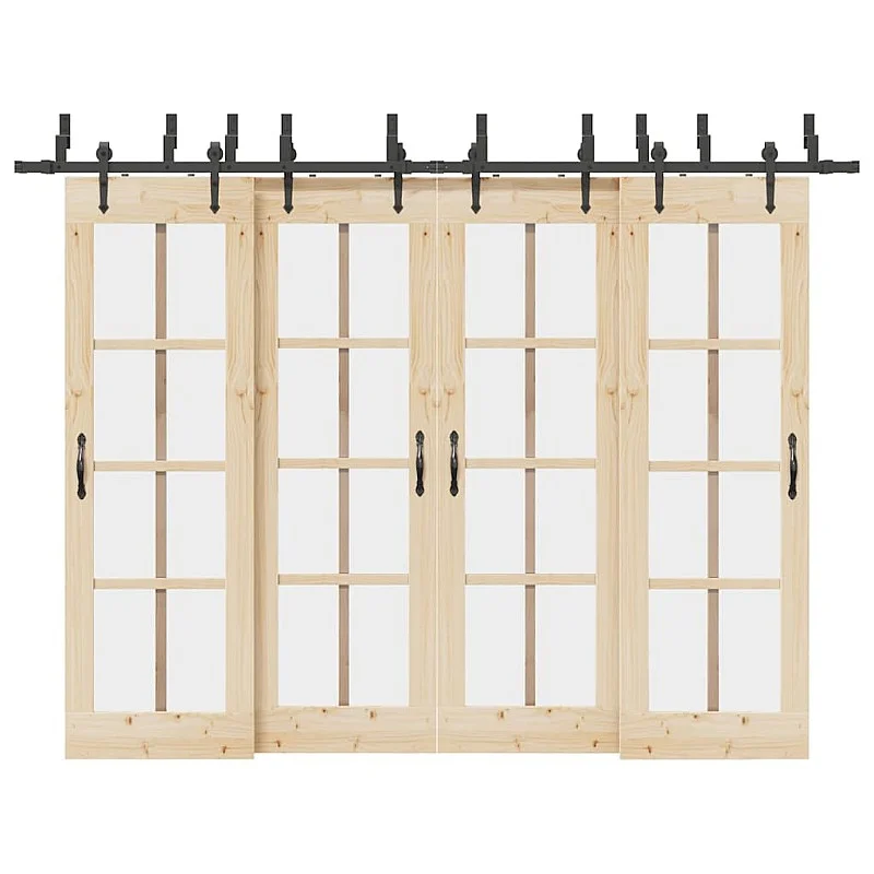 Stumdomų durų įrangos rinkinys, juodos sp., 305 cm, plienas