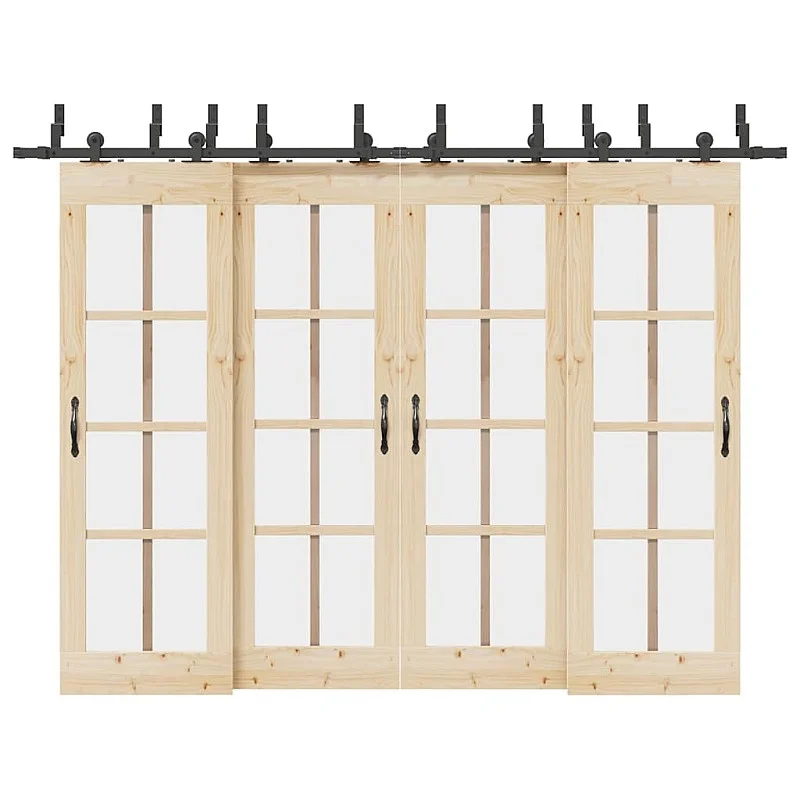 Stumdomų durų įrangos rinkinys, juodos sp., 305 cm, plienas