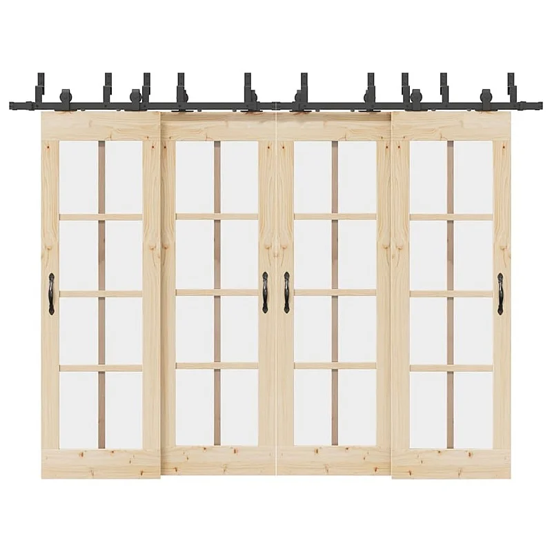 Stumdomų durų įrangos rinkinys, juodos sp., 305 cm, plienas