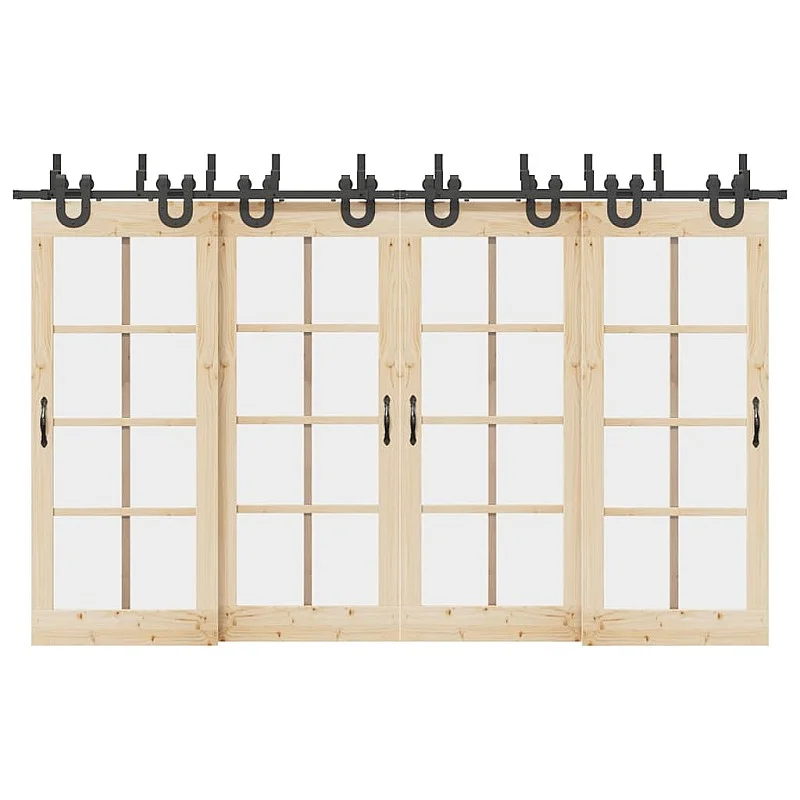 Stumdomų durų įrangos rinkinys, juodos sp., 366 cm, plienas