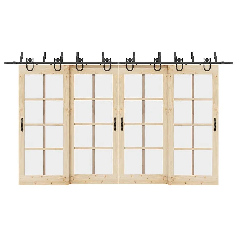 Stumdomų durų įrangos rinkinys, juodos sp., 400 cm, plienas