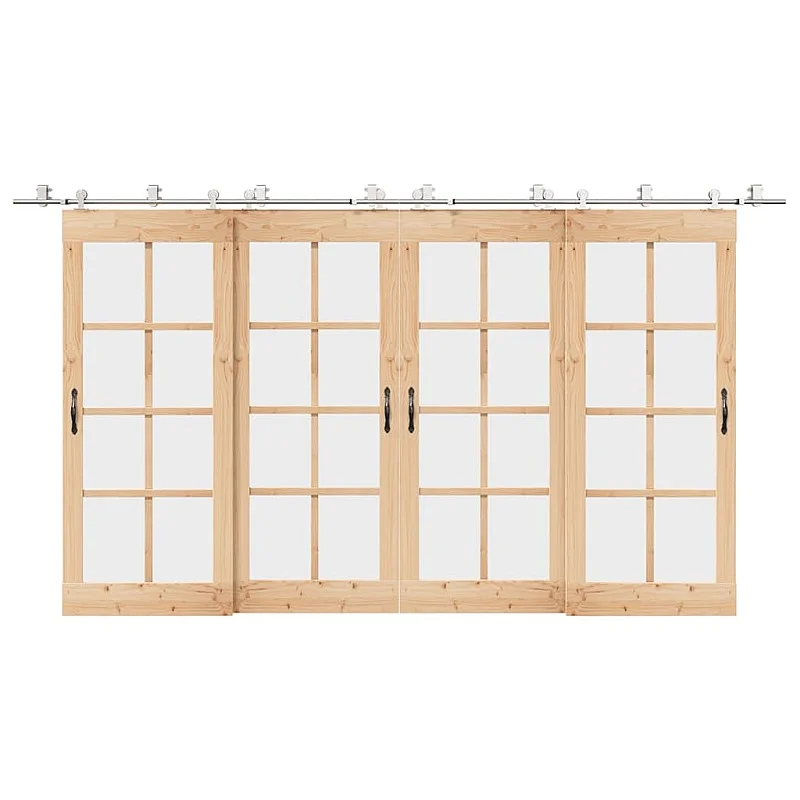 Stumdomų durų įrangos rinkinys, sidabr., 200cm, nerūd. plien.