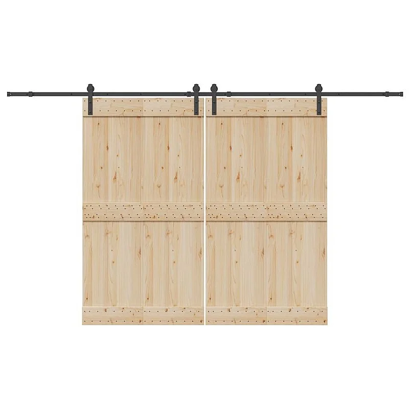 Stumdomų durų įrangos rinkinys, juodos sp., 366 cm, plienas