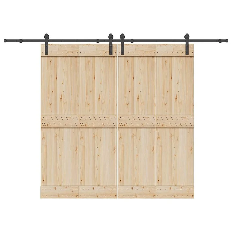 Stumdomų durų įrangos rinkinys, juodos sp., 305 cm, plienas