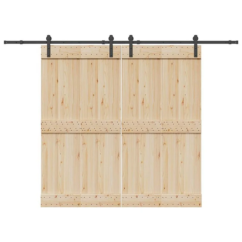 Stumdomų durų įrangos rinkinys, juodos sp., 427 cm, plienas