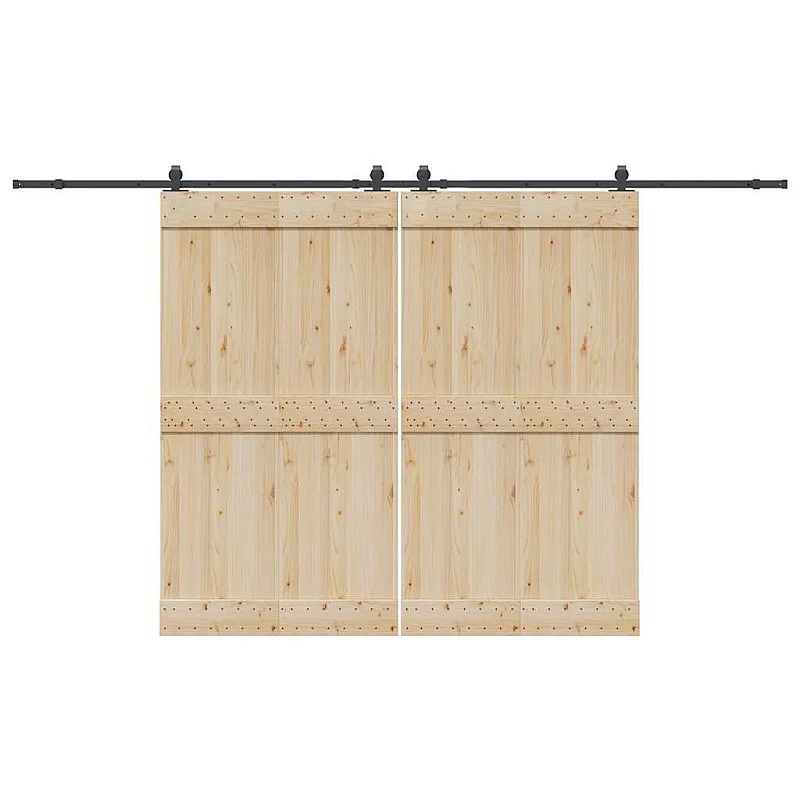 Stumdomų durų įrangos rinkinys, juodos sp., 366 cm, plienas