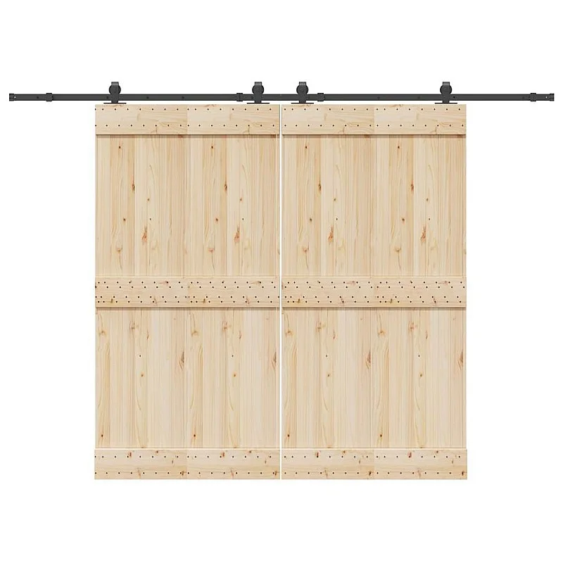 Stumdomų durų įrangos rinkinys, juodos sp., 305 cm, plienas