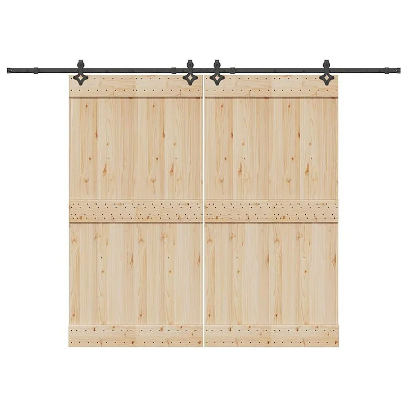 Stumdomų durų įrangos rinkinys, juodos sp., 305 cm, plienas